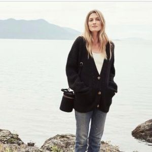 DÔEN Adelia cardigan sweater Black, XS, ( baby alpaca/wool blend)